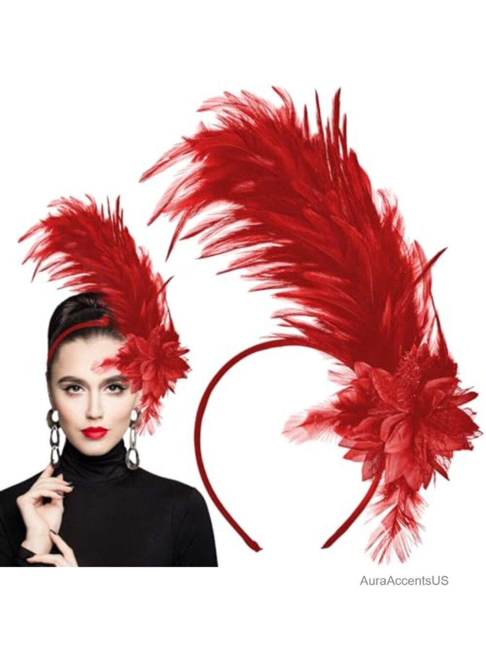 Feather Fascinator Headband 1920s Tea Party Derby Costume Headpiece
